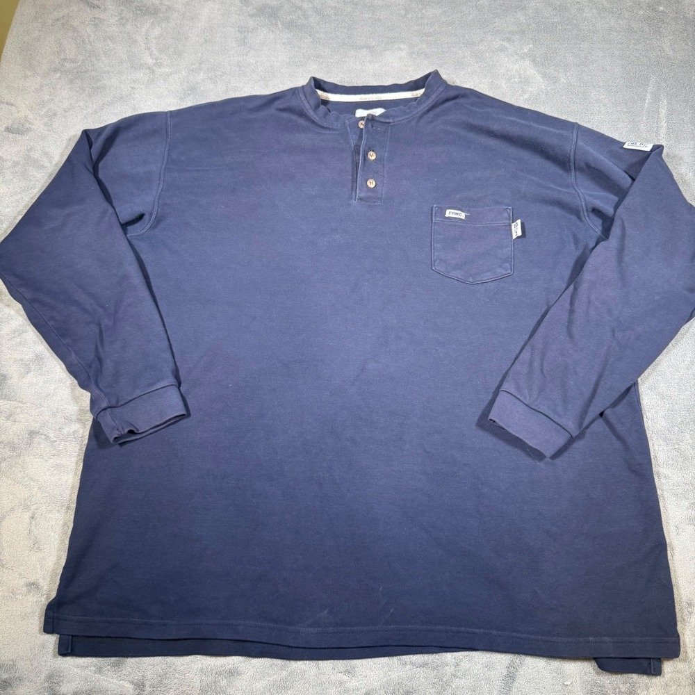 Tyndale FR Henley Shirt Mens 3XL Navy Blue Flame Resistant FRMC Long Sleeve USA